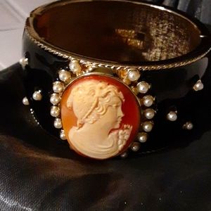 Amedeo Black Enamel Cuff Bracelet.